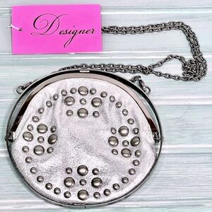 Betsey Johnson Unique Silver Leather Crossbody Bag